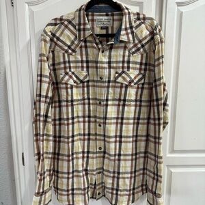 Cody James Western Yellow Brown
Plaid Button Up Shirt Size Large